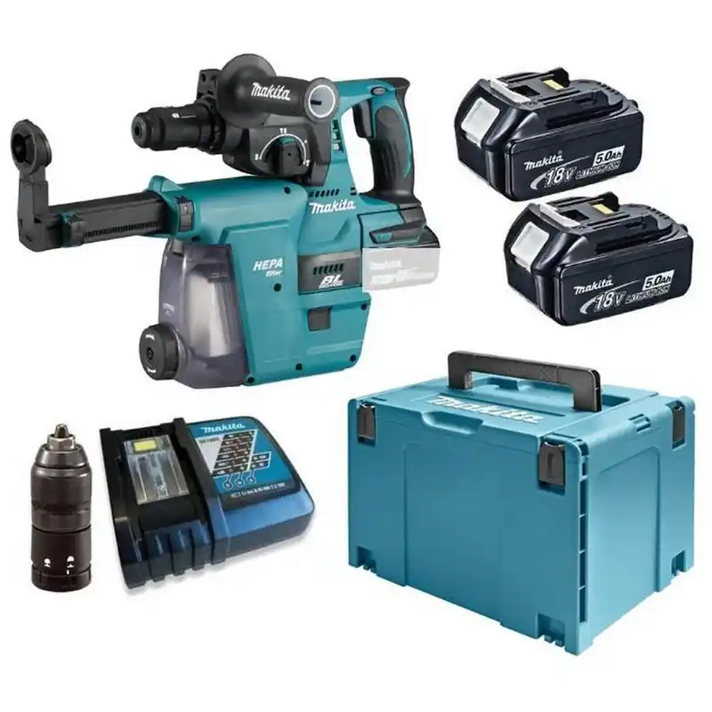 Makita DHR243RTJW SDS-Plus Akku-Kombihammer Li-ion LXT (2x5,0Ah/18V) Makpac + DX02 Schneller Versand