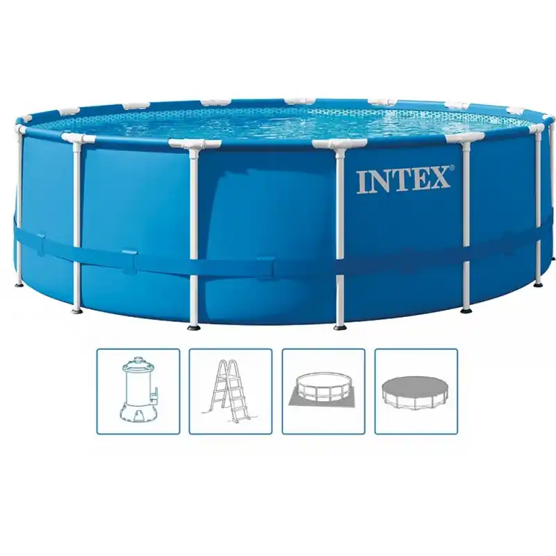 Expressversand INTEX METAL FRAME Pool 457 x 122 cm mit 12-V-Filteranlage 28242GN