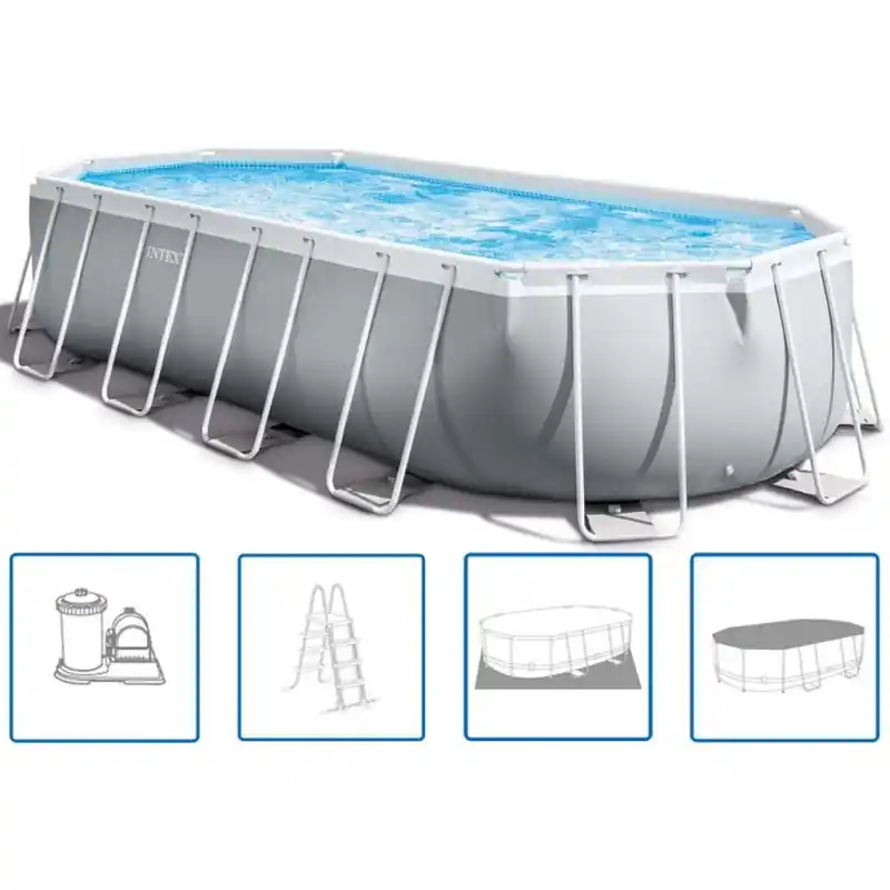 INTEX Prism Frame Oval Premium Pools Swimmingpool-Set 610 x 305 x 122 cm 26798GN Wochenendangebot