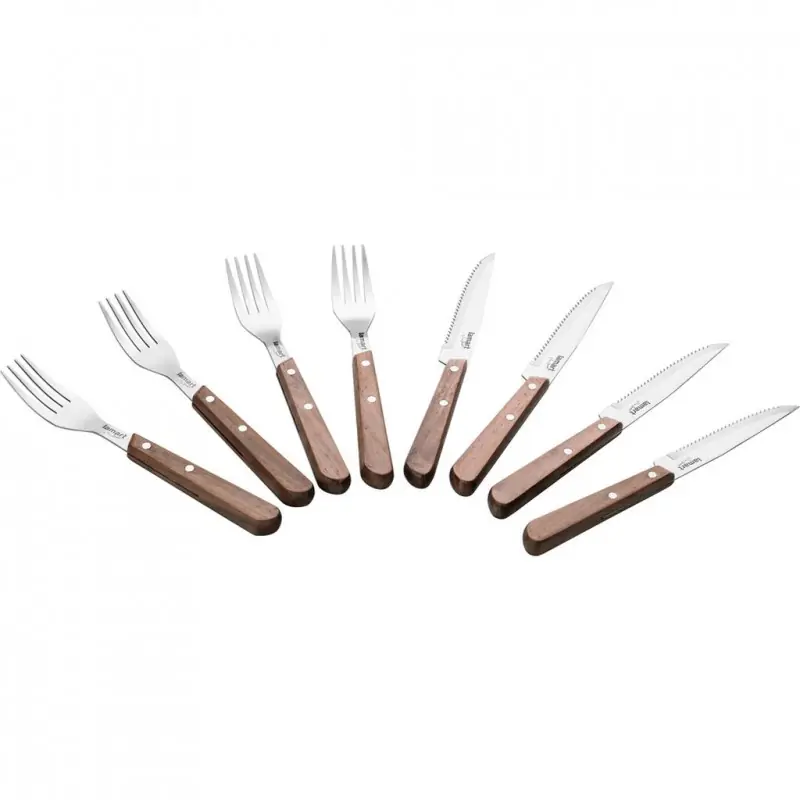 Zertifiziert LAMART Steak Besteck 8er Set Walnuss LT2062