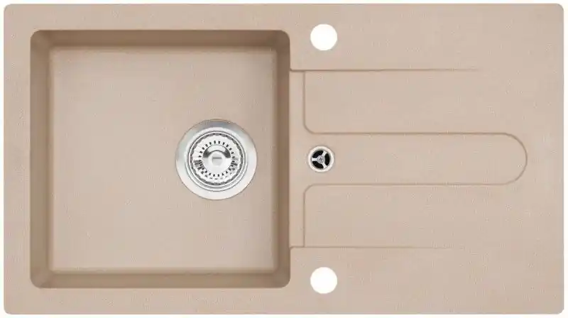 Echt ALVEUS CORTINA 110 Granitspüle 750 x 420 mm, Siphon + Hahnlochstopfen, beige