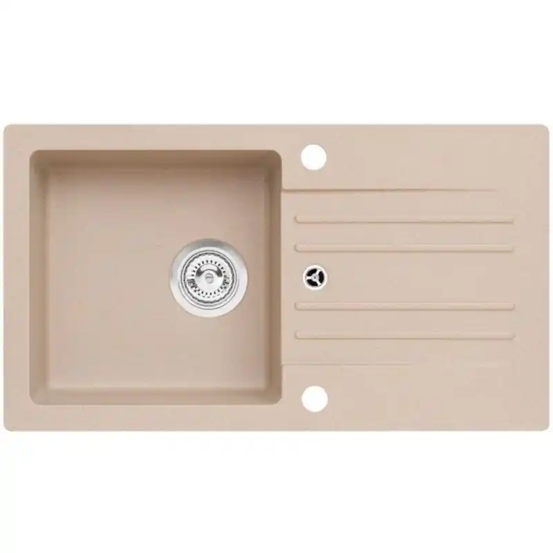 Geprüft ALVEUS CORTINA 140 Granitspüle, 750 x 420 mm, Siphon + Hahnlochstopfen, beige