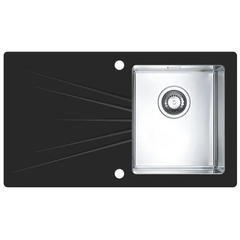 Billig ALVEUS KARAT 10 Küchenspüle Edelstahl/Glas, 860 x 500 mm, rechts, schwarz 1103657