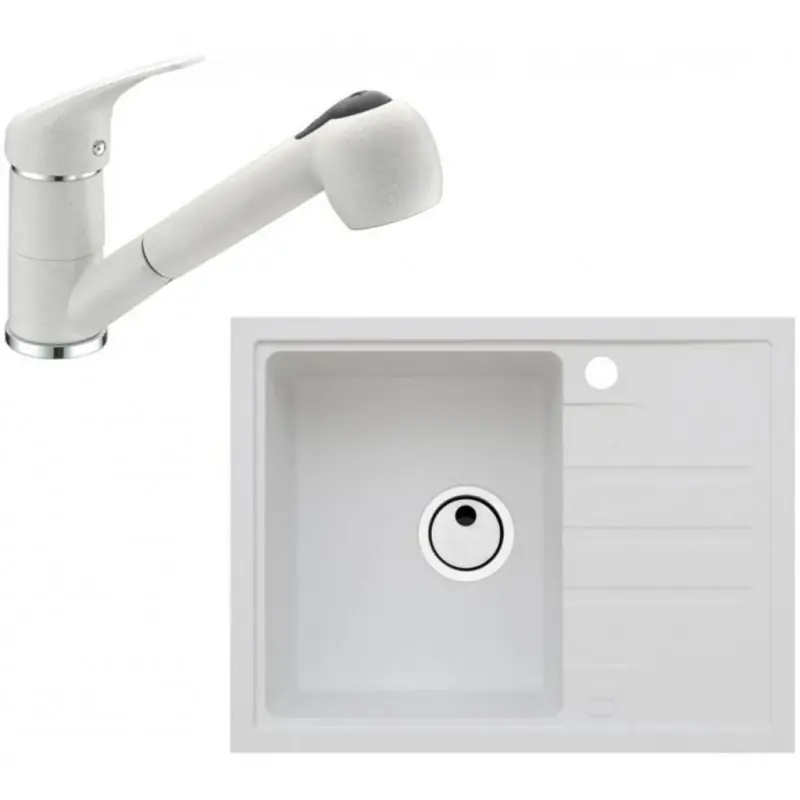 ALVEUS Set INTERMEZZO 30 Granitspüle 620x480 mm + Küchenarmatur AM 20, weiß Jetzt Bestellen