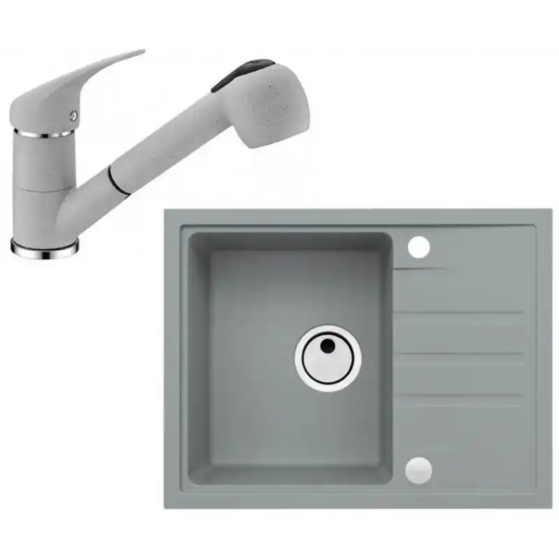 Sonderangebot ALVEUS Set INTERMEZZO 30 Granitspüle 620x480 mm + Küchenarmatur AM 20, Beton