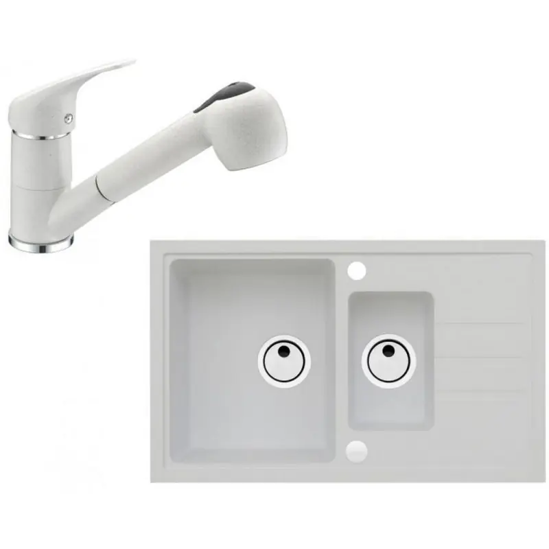 Angebot ALVEUS Set INTERMEZZO 70 Granitspüle 780x480 mm + Küchenarmatur AM 20, weiß
