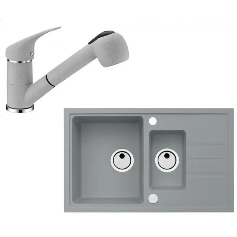 Highlight ALVEUS Set INTERMEZZO 70 Granitspüle 780x480 mm + Küchenarmatur AM 20, Beton
