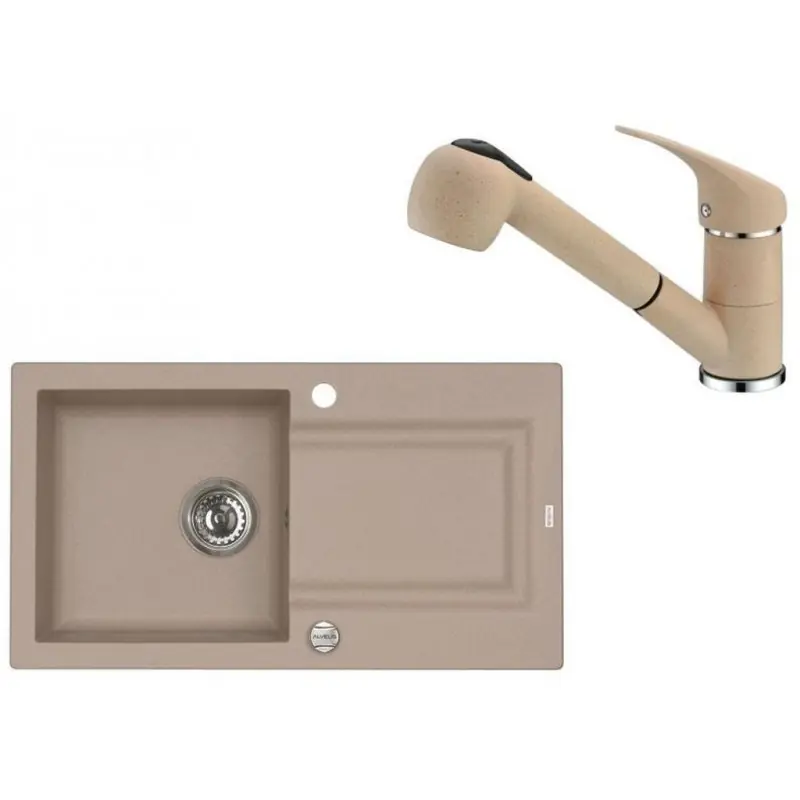 Beliebt ALVEUS Set FALCON 30 Granitspüle 780x435 mm + Küchenarmatur AM 20, beige