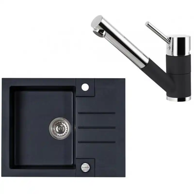 ALVEUS Set ROCK 30 Granitspüle 595x475 mm + Küchenarmatur AM 100-P, Twilight 05 Saisonangebot