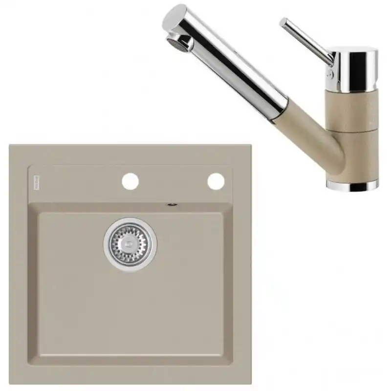 Nur Für Kurze Zeit ALVEUS Set FORMIC 20 Granitspüle 520x510 mm + Küchenarmatur AM 100-P, Pebble 02