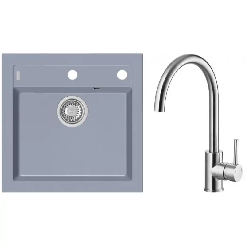Sonderangebot ALVEUS Set FORMIC 20 Granitspüle 520x510 mm + Küchenarmatur ELZA, Steel 04 + Edelstahl