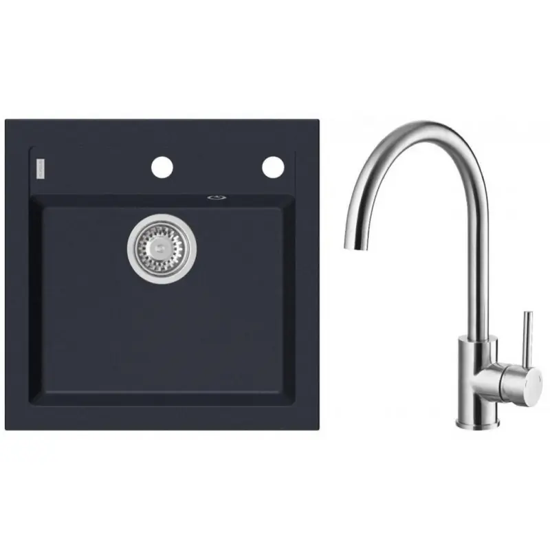 ALVEUS Set FORMIC 20 Granitspüle 520x510 mm + Küchenarmatur ELZA, Twilight 05 + Edelstahl Saisonangebot