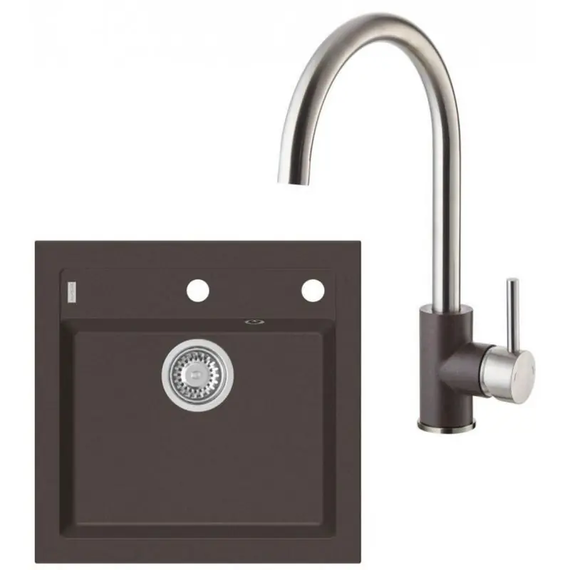 ALVEUS Set FORMIC 20 Granitspüle 520x510 mm + Küchenarmatur ELZA, Chocolate 03 Sale