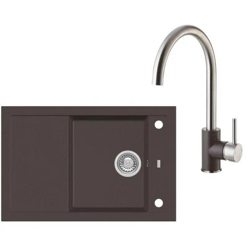 Angebot ALVEUS Set FORMIC 30 Granitspüle 760x500 mm + Küchenarmatur ELZA, Chocolate 03