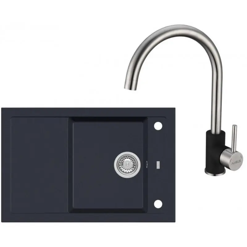 ALVEUS Set FORMIC 30 Granitspüle 760x500 mm + Küchenarmatur ELZA, Twilight 05 Super-Preis