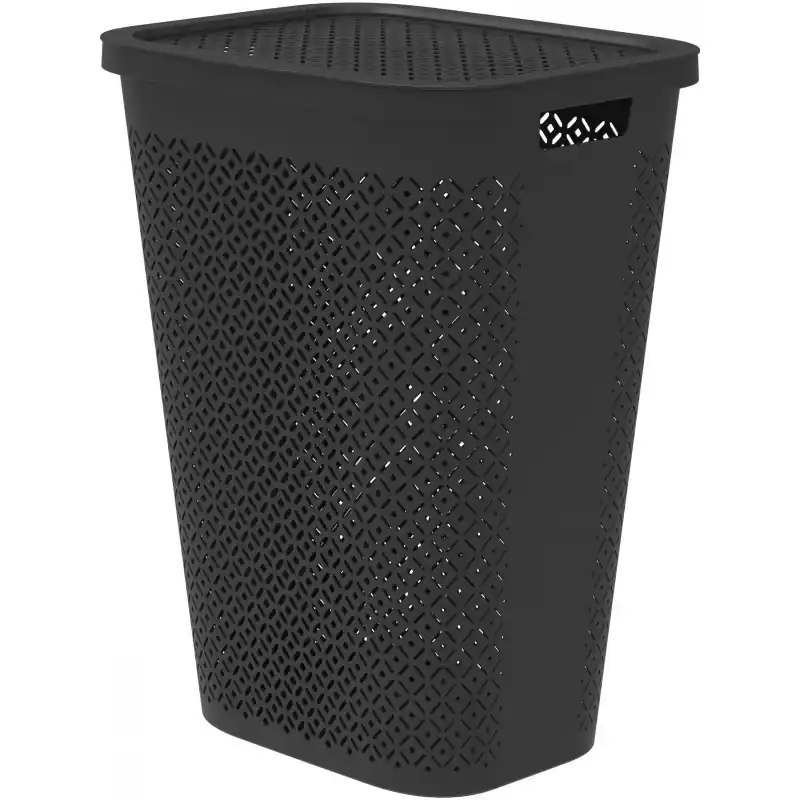 Neu CURVER TERRAZZO 55L Wäschekorb 45 x 34 x 58 cm schwarz 08094-B79