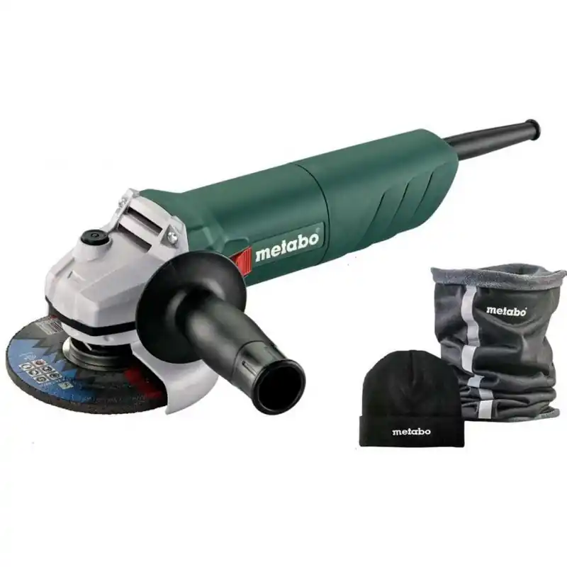 METABO W 750-125 Winkelschleifer, 125mm, 750W + Schlauch-Schal und Mütze Markenprodukt