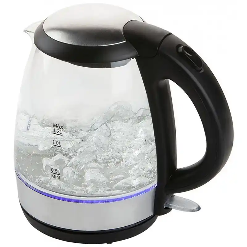 Begrenztes Angebot DOMO Wasserkocher schnurlos (1,2Liter /, 2200Watt) , Schwarz/Silber DO9218WK