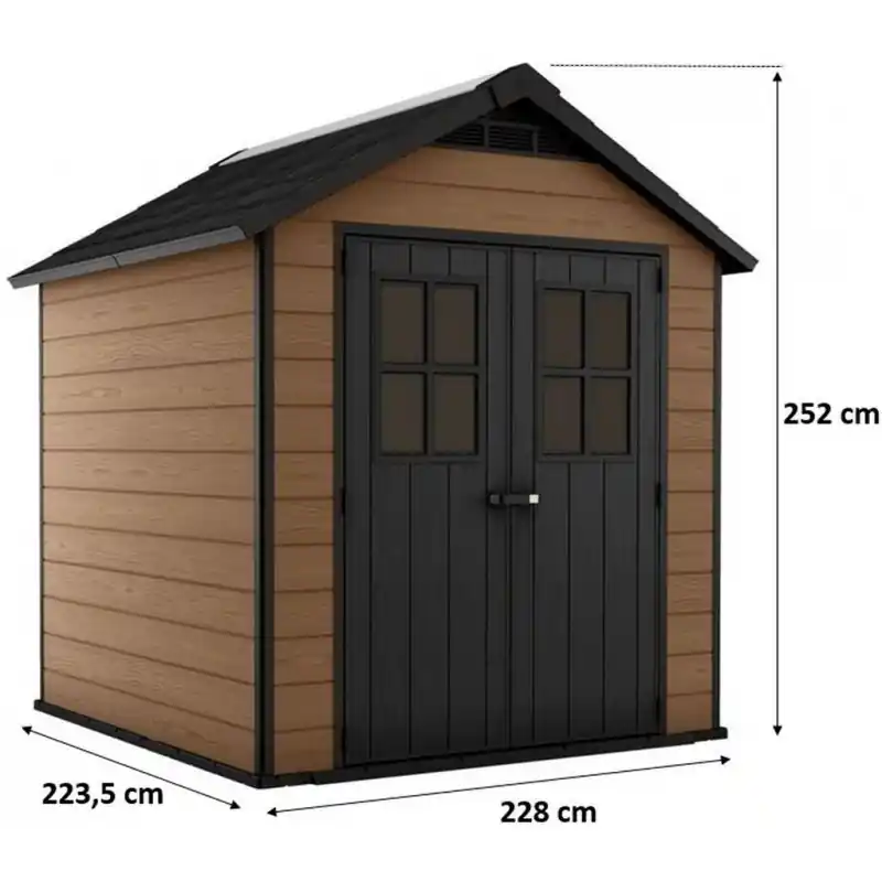 KETER NEWTON 757 Kunststoffgerätehaus, 228 x 223,5 x 252 cm, braun 17208503 Schneller Versand
