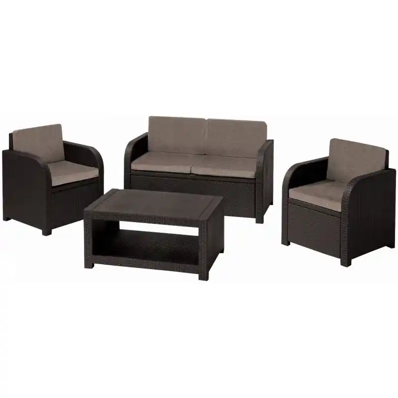 ALLIBERT MODENA Lounge-Set mit Ablagefläche, braun/grau-beige 17192182 Must-Have