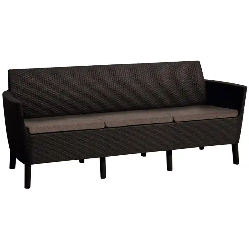 KETER SALEMO 3-Sitzer Sofa, 187 x 67 x 76 cm, braun/grau-beige 17209039 Preiswert