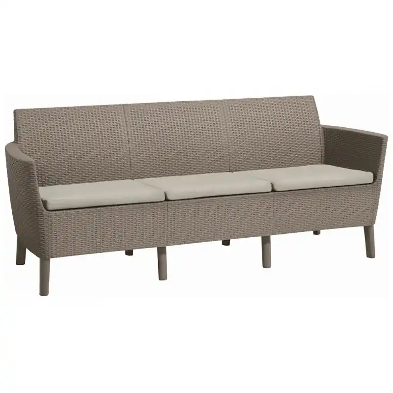 Heißes Angebot KETER SALEMO 3-Sitzer Sofa, 187 x 67 x 76 cm, cappuccino/beige 17209039