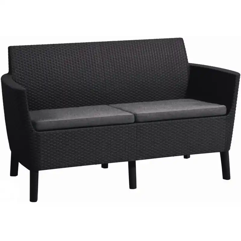KETER SALEMO 2-Sitzer Sofa, 133 x 67 x 76 cm, graphit/grau 17209038 Markenware