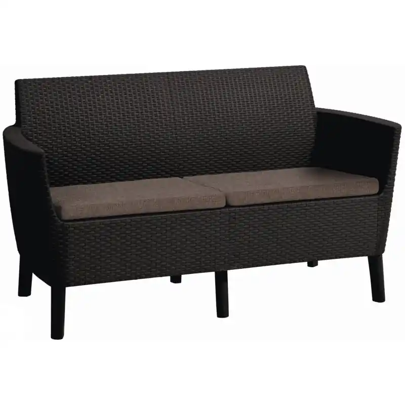 KETER SALEMO 2-Sitzer Sofa, 133 x 67 x 76 cm, braun/grau-beige 17209038 Preisknaller