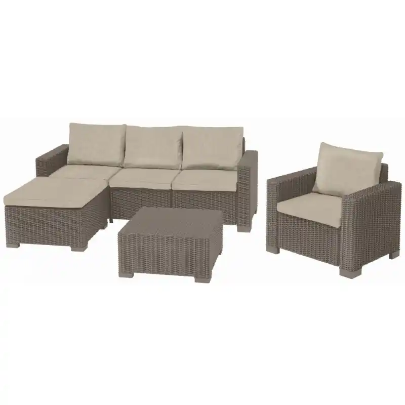 Schneller Versand ALLIBERT MOOREA Lounge-Set 4-tlg., Rattan-Optik, cappuccino/sand 17205802