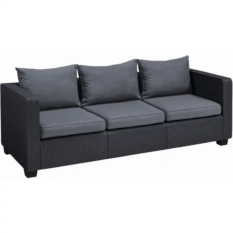 Neue Ware ALLIBERT SALTA 3 Lounge 3-Sitzer-Sofa, 200,5 x 84 x 65,5 cm, graphit/grau 17206018