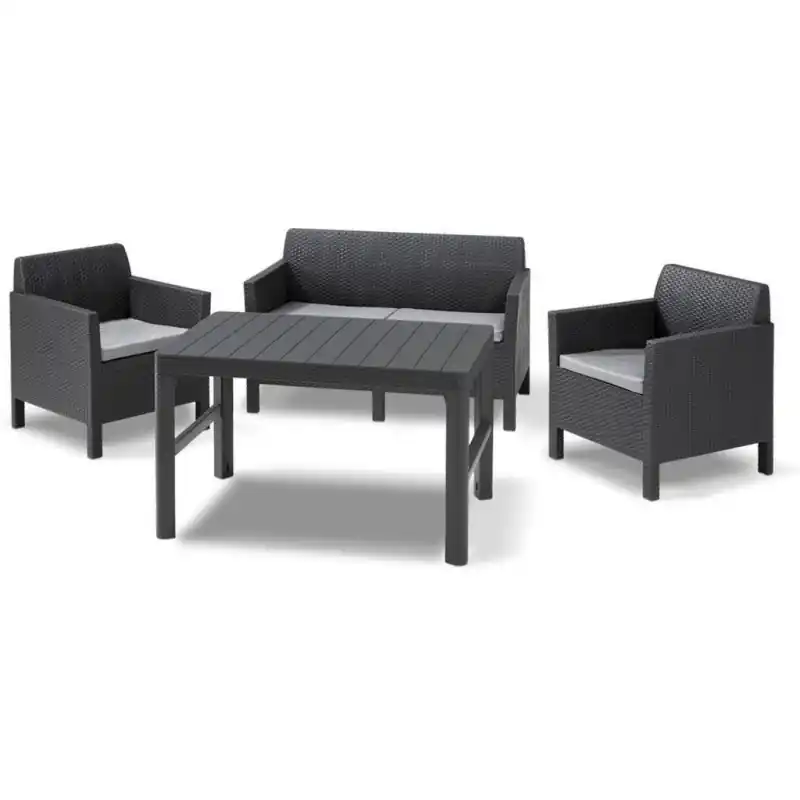ALLIBERT ORLANDO + LYON TABLE Garten-Sitzgruppe 4-tlg., graphit/grau 17204944 Preis Gesenkt