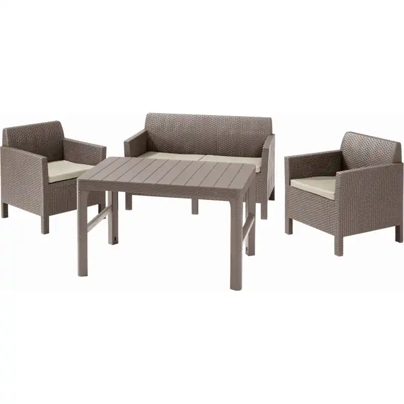 Begrenztes Angebot ALLIBERT ORLANDO + LYON TABLE Garten-Sitzgruppe 4-tlg., cappuccino/sand 17204944