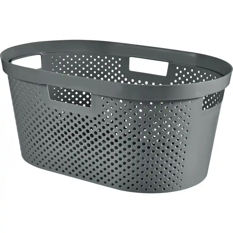 CURVER INFINITY DOTS 39L Wäschekorb für Bügelwäsche 59 x 38 x 27 cm, dunkelgrau 04755-G43 Bestpreis