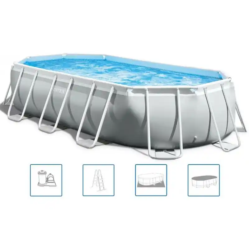 Sofort Bestellen INTEX PRISM FRAME Ovalpool 503 × 274 × 122 cm mit Filteranlage 220–240V 26796NP
