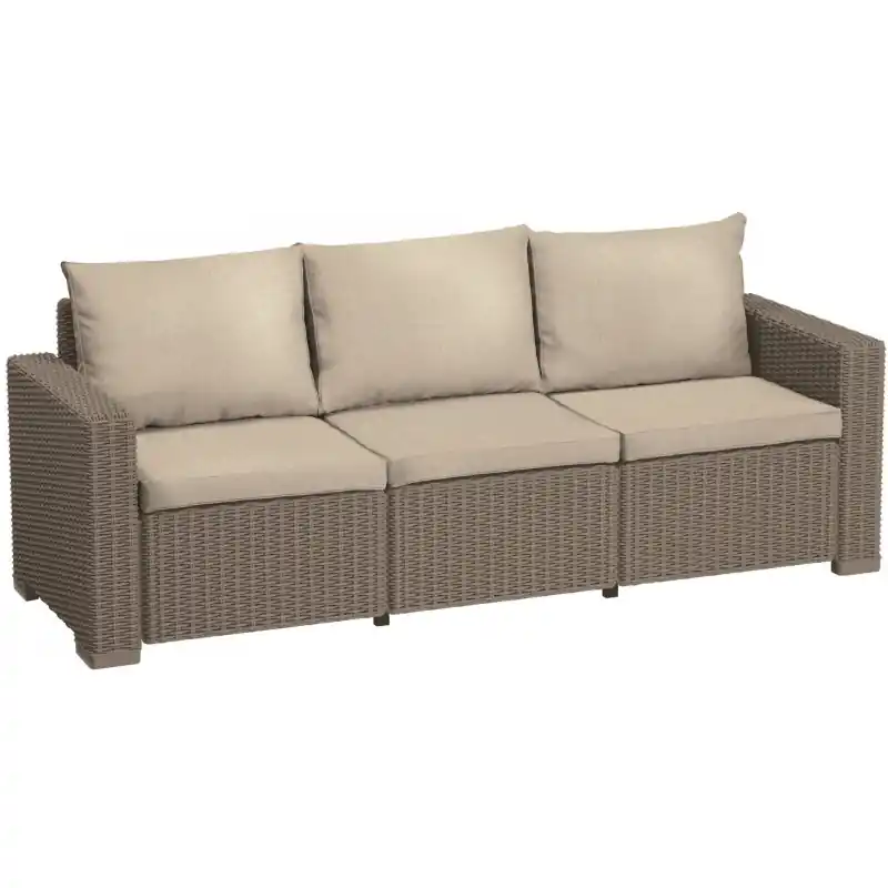 ALLIBERT CALIFORNIA 3-Sitzer Sofa 199 x 68 x 72 cm, Rattan-Optik, cappuccino/sand 17196779 Markenprodukt
