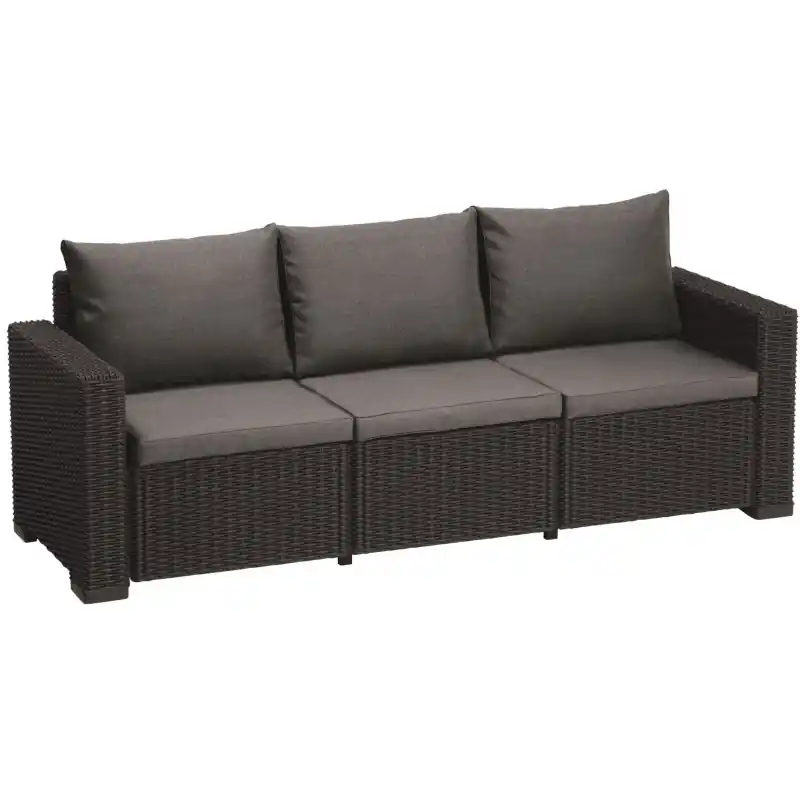Begrenztes Angebot ALLIBERT CALIFORNIA 3-Sitzer Sofa 199 x 68 x 72 cm, Rattan-Optik, graphit/grau 17196779