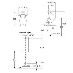 Ausverkauf Urinal derby manhattan PfltPLUS Zulauf von oben VIGOUR