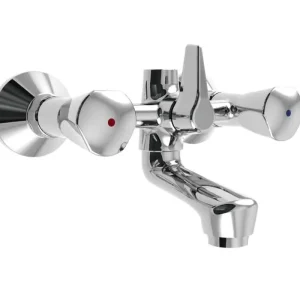 Zweig.Badebatterie derby verchr. o.Brausegarnitur Abgang 3/4"oben VIGOUR Preiswert