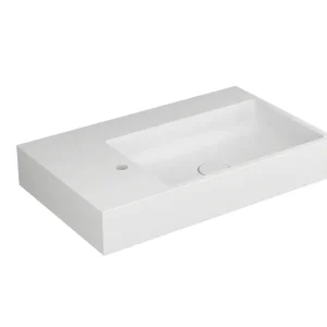 Waschtisch white V4 80x48 cm asym. re Hahnl. Li. Mineralwerkstoff weiss VIGOUR Begrenztes Angebot