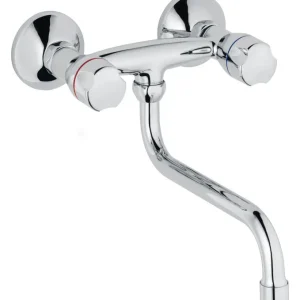 sanibel 1001 Zweigriff Spültisch Wand batterie A17 m S-Auslauf 200mm verchromt Top-Seller
