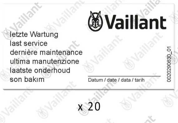 Vaillant Wartungsaufkleber, (x20) 0010027639 Top-Preis