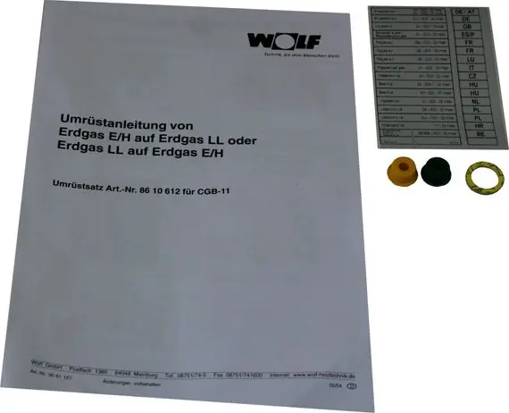 Bestseller Wolf Umrüstsatz Erdgas E auf LL / Erdgas LL auf E für CGB-11, CSZ-11/300 8610612