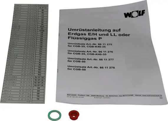 Wolf Umrüstsatz Erdgas E/LL auf Flüssiggas P für CGB-35, CGB-K40-35 8611276 Saisonangebot