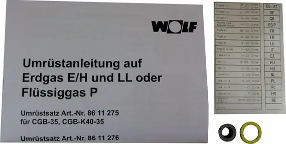 Wolf Umrüstsatz Flüssiggas auf Erdgas bzw. Erdgas LL auf Erdgas E für CGB-50 8611277 Top-Seller