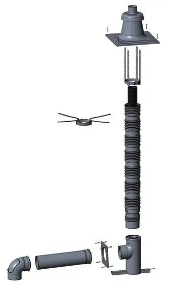 Wolf Anschluss-Set C33x, DN80/125 - DN83/125, flexibel im Schacht, Kunststoff 2652172 Neue Ware