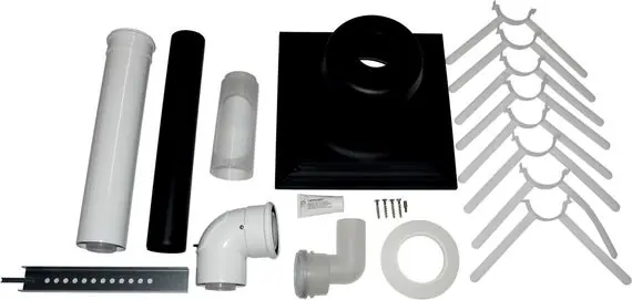 Echt Wolf Anschluss-Set C93x, DN60/100, starr im Schacht DN80, Abdeckung Kunststoff 2651752