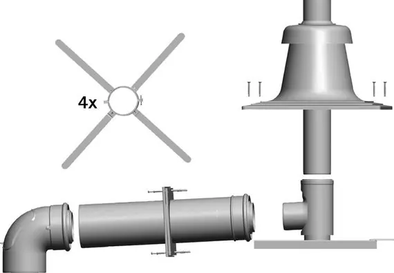 Billig Wolf Anschluss-Set C93x starr, DN80/125 im Schacht DN80, Abdeckung Kunststoff 2651497