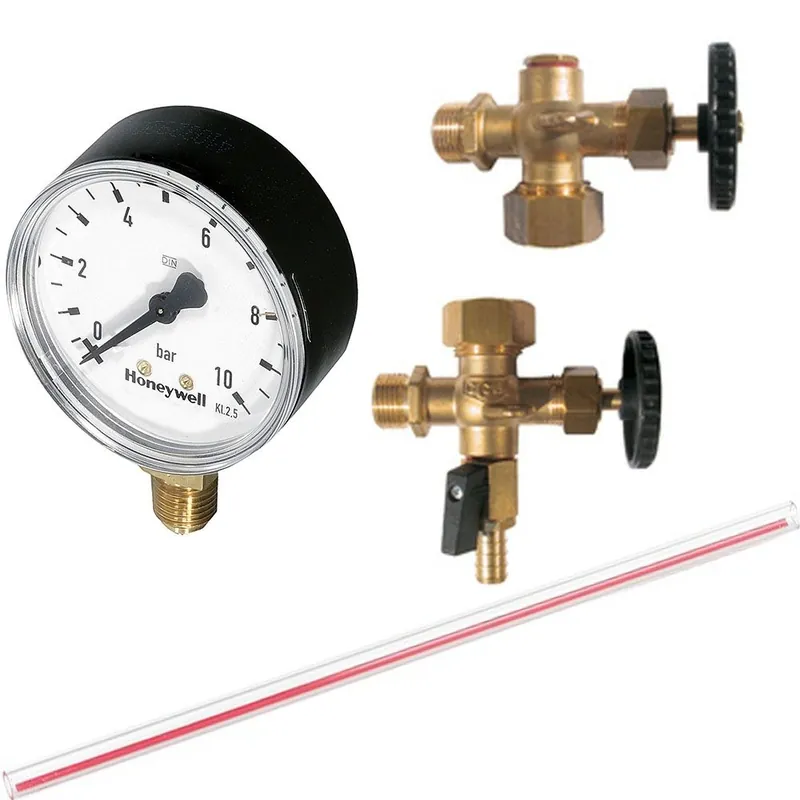 Wasserstandsanzeiger 1/2" mit Ablaßhahn Manometer Neue Kollektion