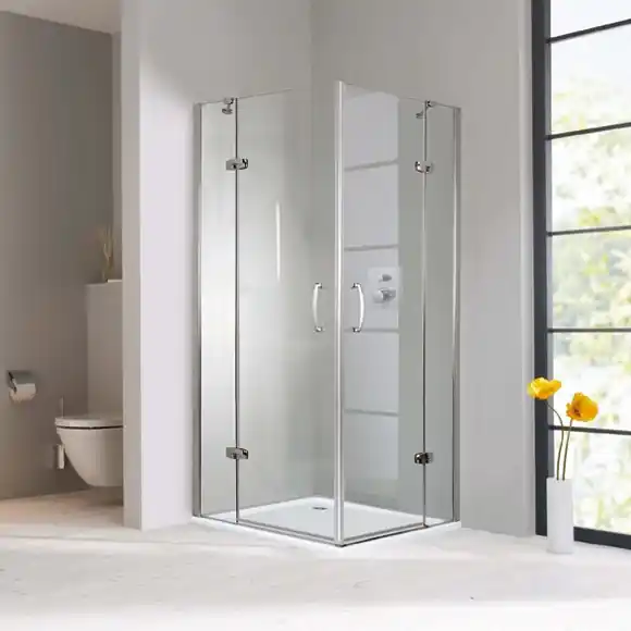 Hüppe Aura elegance Schwingtüreckeinstieg mit festen Segmenten 90 x 90 SM Geprüft