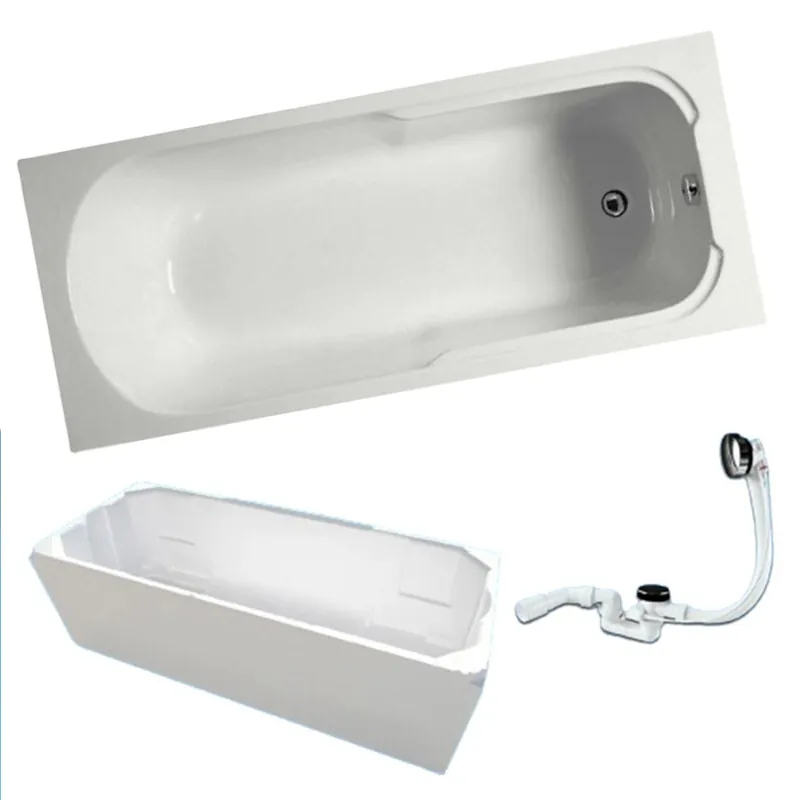 Letzte Chance Vitra PATARA Acryl Badewanne 170 x 75 cm mit Träger + Sanit Ablaufgarnitur